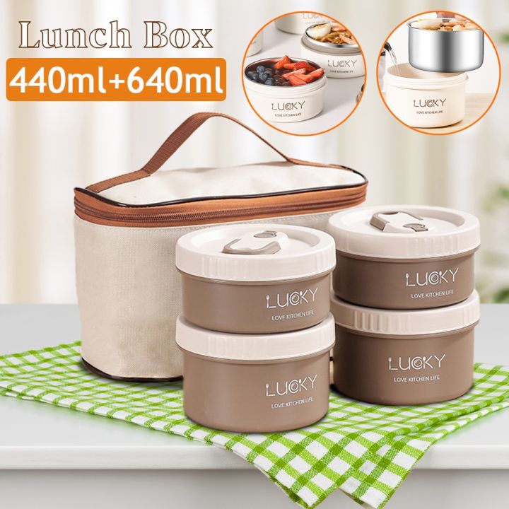Lunch Box Portable Insulated Lunch Container Set Stackable Bento