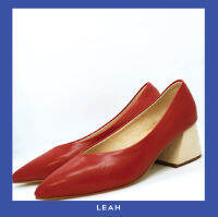 LEAH - Color block shoes รองเท้าส้นสูง  รองเท้าสตรี รองเท้าทำงาน สีแดง-เบจ