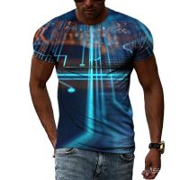 2023 In stock O-neck Casual Top 3D Printing Electronic Chip Mens T-shirt  Summer Creative Breathable Fitness，Contact the seller to personalize the name and logo