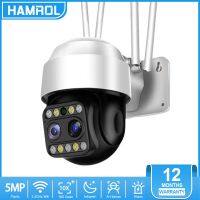 Hamrol 5MP 10X ZOOM Dual Lens Outdoor Wireless PTZ IP Camera External Wifi Street Speed Dome Camera P2P Motion Alert IP66 CCTV Camera Connect to Cellphone YOOSEE APP