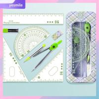 YESMILE 8Pcs/Set เครื่องเขียนของโรงเรียน ชุดดินสอไม้บรรทัด การวาดภาพ อุปกรณ์สำหรับคณิตศาสตร์ ไม้โปรแทรกเตอร์เรขาคณิต มืออาชีพอย่างมืออาชีพ ของขวัญสำหรับเด็กชายเด็กหญิง เข็มทิศสำหรับเข็มทิศ ออฟฟิศสำหรับทำงาน