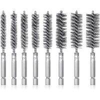 8Pcs Wire Brush Drill Bit Set with 1/4 Inch Hexagon Shank Steel Wire Twisting Brush,Suitable for Drilling Percussion