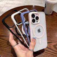 Floveyoo ผิวด้านโปร่งใสชาร์จไร้สายแม่เหล็ก Magsafe อะคริลิคเคสแข็งสำหรับ iPhone 14 13 12Pro สูงสุด11 X XR X7 8 Plus ฝาปิด SE