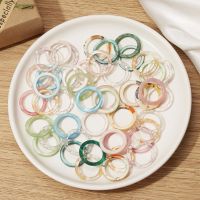 10pcs/set New Colorful Transparent Acrylic Geometric Round Marble Pattern Ring Resin Acetate Board Rings for Women Girls Jewelry