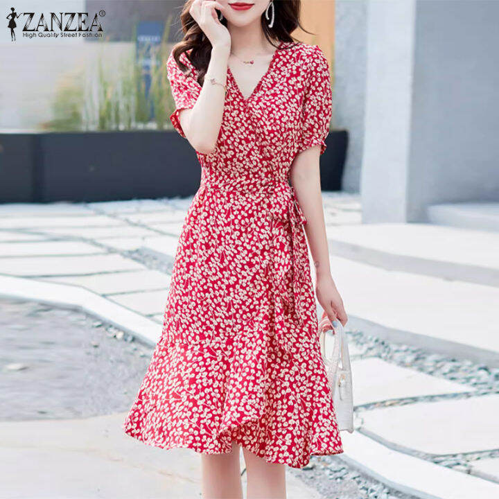 สินค้ามาใหม่-จัดส่งฟรี-fancystyle-zanzea-ชุดเดรสสไตล์เกาหลีของผู้หญิงผ้าคลุมพิมพ์ลายลายดอกไม้ชุดเดรสแขนพองลูกไม้อัพสำหรับวันหยุดสง่างาม-11