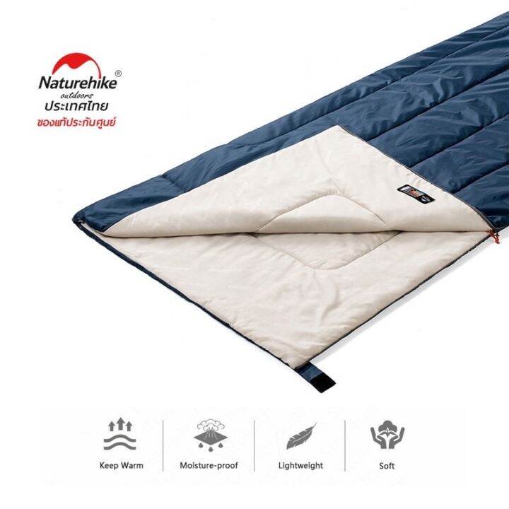 naturehike-thailand-ถุงนอนผ้าฝ้ายกันน้ำ-upgraded-h150-envelope-cotton-sleeping-bag-สี-standard-navy