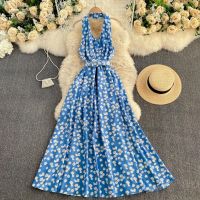 COD DSTGRTYTRUYUY New Women Vintage A Line Floral Dress Summer Sexy V Neck Beach Dresses Ladies Elegant Boho Long Dress Party Dress