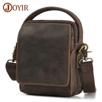 JOYIR Crazy Horse Leather Small Messenger Bag for Men Vintage Shoulder Crossbody Bags for 7.9"iPad Work Business Travel Handbag