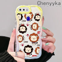 เคส Chenyyka สำหรับ OPPO R17 R15 Pro น่ารักลายการ์ตูนสิงโตเนื้อครีมคลื่นขอบเคสโทรศัพท์โปร่งใสซิลิโคนสีสันสดใสกันกระแทกปลอกอ่อนป้องกันเลนส์กล้องเคสใส