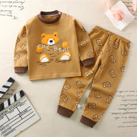 Autumn New Toddler Boys Baby Handsome Long Sleeves Clothing Sets Children Daily Cartoon Printed Casual Tops T-Shirt + Pants Clothes Suits Pure Cotton Boys Comfortable Home Clothes Two-Pieces For 0-6 Years