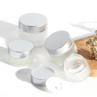 Hot sale 5G/10G/20G/30G/50G Frosted Glass Cream Jar Cosmetic Container Cosmetic Jars Silver Lid Glass Bottle 6pcs/lot