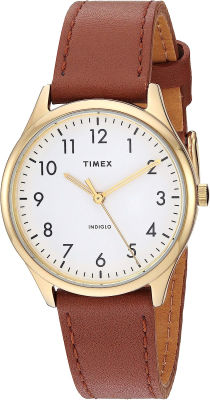 Timex Womens TW2T72300 Modern Easy Reader 32mm Brown/Gold/White Genuine Leather Strap Watch