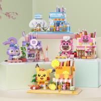 【LZ】ஐ  Desenhos animados loisto Building Blocks for Kids Micro Figuras Pikachu Cinnamoroll Streetscape Pen Container Mini Brick Toys Presente de Natal
