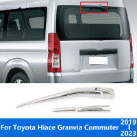 แต่งหน้าต่างหลังฝาครอบใบปัดน้ำฝนโครเมียมสำหรับ Toyota Hiace Granvia Commuter 2019-2021 2022 2023ขอบสติกเกอร์ตกแต่งรถยนต์