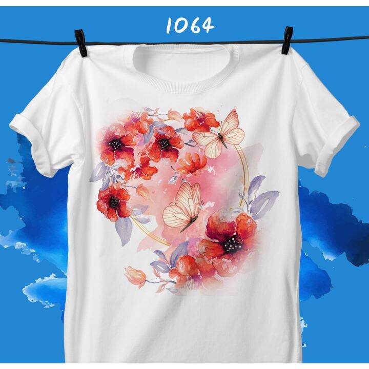 loso-store-เสื้อยืดพิมพ์ลาย-รุ่นสงกรานต์-ลายดอกไม้ละอองน้ำ