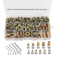 230PCS Assorted Nut Bolt Flanged Hex Drive Head เฟอร์นิเจอร์ถั่ว M4 M6 M8 M10สังกะสีอัลลอยด์สำหรับไม้โลหะผสมสังกะสีแทรกชุด