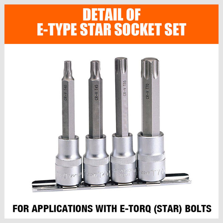 sedy-11pieces-socket-wrench-set-torx-star-bits-external-female-e-socket-set-automotive-shop-tools-with-rail