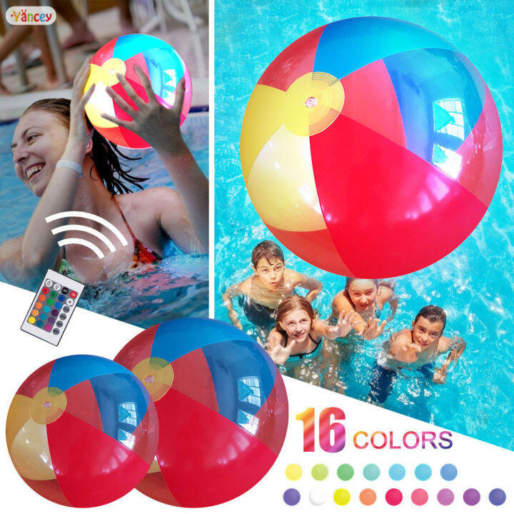 Inflatable Light Emitting Ball ชุด Beach Ball 16สีสำหรับตกแต่งสระว่าย