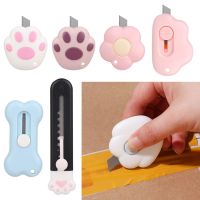 Mini Cat Paw Shape Utility Knife Portable Carton Opener Retractable Letter Opener Box Cutter Cutting Tool School Office Supplies