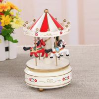 Wooden Horse Music Boxes Roundabout Carousel Musical Box Merry-go-round Plastic Christmas Gift Horse Carousel Box Home Decor Jewelry Music Boxes