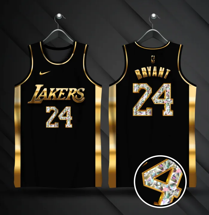 KOBE BRYANT 24 LOS ANGELES LAKERS GOLD JERSEY FULL SUBLIMATION