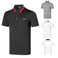 Titleist Taylormadeนอกจากนี้เสื้อโปโลชายกางเกงเล่นกอล์ฟใหม่,เสื้อผ้าสำหรับกีฬากอล์ฟผู้ชายแขนสั้น Baju Atasan Olahraga ระบายอากาศได้ดีและทันสมัย