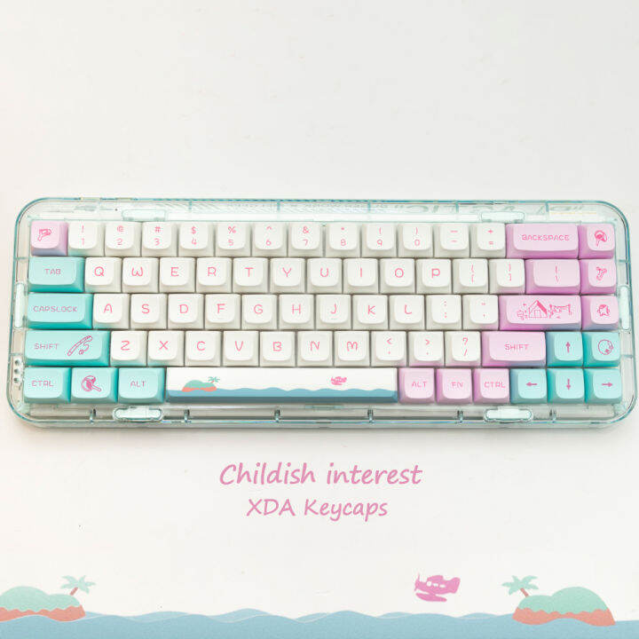 childish-interest-keycap-set-138คีย์-xda-profile-pbt-ใช้งานร่วมกับ-gateron-cherry-mx-switches-mechanical-gaming-keyboard-keycap