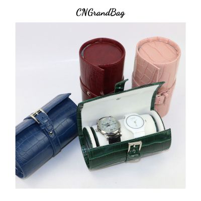 Luxury Crocodile PU Leather Men Watch Display Roll Gift Box Women Wristwatch Bracelet Organizer Roll Storage Travel Box