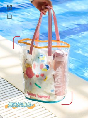 ﹍❏ Swimming Storage BagPVC Waterproof Seaside Beach BagLarge-capacity Shoulder BagStudent Jelly BagTravel Transparent Bag