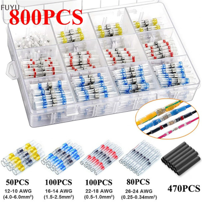 FUYU 800PCS SOLDER Seal Wire Connectors Kit Heat Shrink BUTT electrical Wire TERMINAL