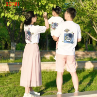 (KTL)Summer Parent-child T-shirts Casual Childrens Clothing Family matching Outfits Leisure Short Sleeve Top Look kids clothes 2-12y