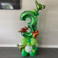 19pcs Jungle Dinosaur Party Balloons Set Mini Dinosaur Balloon Green number Ballon Kids 1 2 3 4 5 Year Birthday Party Decoration