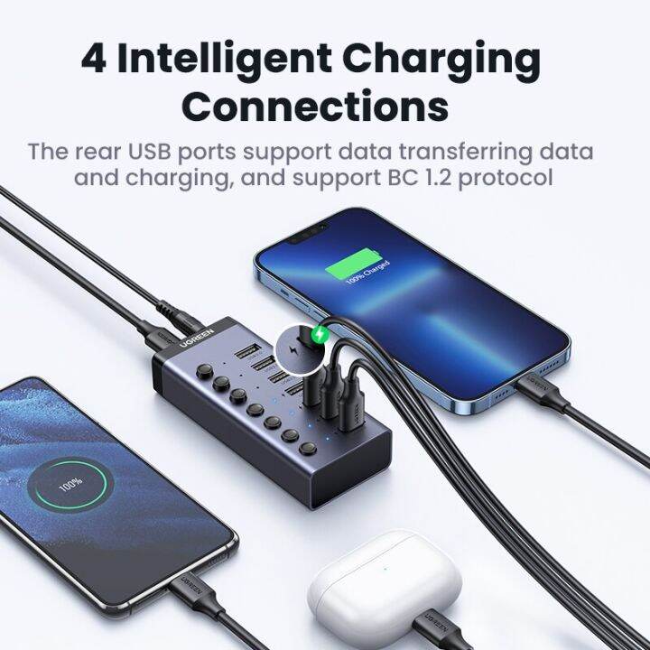 ตัวแยก-usb3-0-7พอร์ตสำหรับแมคบุ๊ค-ugreen-usb-c-hub-5gbps-พร้อมสวิตช์เดี่ยวสำหรับ-macbook-pro-air-อุปกรณ์เสริมสำหรับ-pc-feona