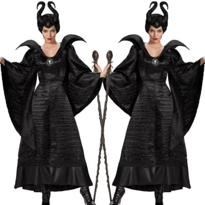 Black Queenแม่มดMaleficentเซ็กซี่สีดำฮาโลวีนคอสเพลย์มาลิฟิเซนต์Maleficentชุดเดรสแฟนซีเครื่องแต่งกาย