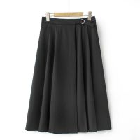 Large Size XL-4XL Womens Solid Color High Waist Pleated Midi Skirt Ladies Solid Color Elegant Female Autumn New Long Skirts