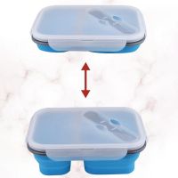 Collapsible Bento Box Silicone Folding Bento Box Two Grid Silicone Lunch Box Portable Lunch Box Food Storage Containers