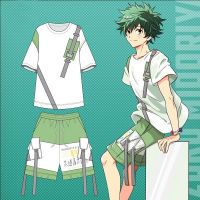 My Hero Academia Midoriya Izuku คอสเพลย์เสื้อยืดและกางเกงขาสั้นเสื้อกางเกงชุดเครื่องแต่งกายแขนสั้นฤดูร้อน Cool Streetwear Sportwear