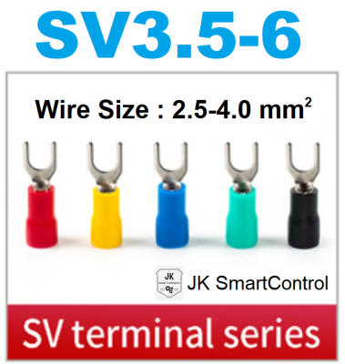 SV3.5-6 : หางปลาแฉก หุ้มเต็ม ขนาด 2.5-4.0 ตร.มม. ทองแดง/ทองเหลือง (SV terminal size 2.5-4.0 sq.mm. Copper/Brass)
