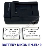 (Saving Set 2+1) EN-EL19  ENEL19 แบตเตอรี่และแท่นชาร์จสำหรับกล้องนิคอน Battery and Charger For Nikon Coolpix S32,S100,S2500,S2600,S2700,S2800,S3100,S3500,S3600,S4100,S4200,S4300,S4400,S5200,S5300,S6600,S6700,S6900