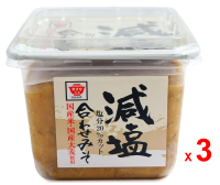 MASUYA MISO เต้าเจี้ยวบด มาซูยะ มิโซะ เกอเน็น อาวาเสะ มิโซะ สูตรลดปริมาณเกลือ ทำจากมิโซะข้าวบาร์เลย์ มิโซะข้าว และถั่วเหลือง 3 กล่อง กล่องละ 500 กรัม