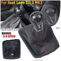 สำหรับเบาะนั่ง Leon III 3 MK3 2012 2013 2014 2015 2016แต่งรถ2017รองเท้าบูทหนังระดับเกียร์หัวเกียร์ความเร็ว5/6ระดับ