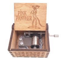 Pink Panther Music Box Hand Crank Musical Box Carved Wood Musical Gifts for Girls Christmas Music BoxPlay Pink Panther Theme