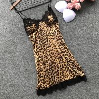 [COD] Wholesale and foreign trade sexy suspenders deep V lace edge leopard print long temptation womens dress