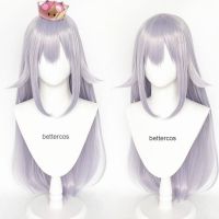 Booette King Boo Cosplay Wig Long Sliver Purple Wigs Mario Bowsette Blonde Heat Resistant Synthetic Hair Cosplay Wigs + Wig Cap