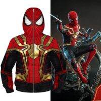 Autumn new childrens mens and womens jackets Marvel Spider-Man Venom Iron Man Avengers hooded sweatshirt for older children