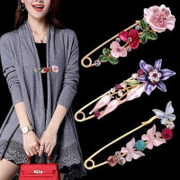 VintageColorful Rhinestone เข็มกลัดดอกไม้สำหรับผู้หญิง Plant เข็มกลัด Enamel Lapel Pin Cardigan ชุดเสื้อ Accessories