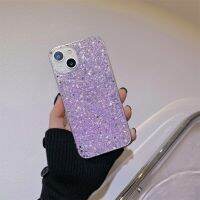 เคส IPhone14แผ่นฟอยล์สีเงินประกายเลื่อมเข้ากันได้เคสโทรศัพท์กากเพชรสำหรับ IPhone 14 13 12 11 Pro Max ฝาหลัง TPU นิ่มกันกระแทกกันลื่น