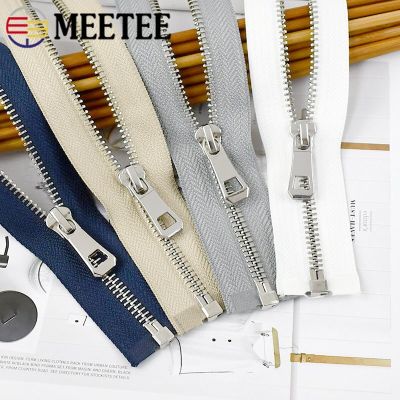 2Pcs Meetee 35-85cm 5# Metal Zipper Open-end Zip Closure for Sewing Down Jacket Coat Purse Pocket Bags DIY Clothing Accessories Door Hardware Locks Fa
