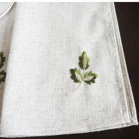 10 pcs Napkin Cloth Linen Leaves Tablecloth Embroidery Handkerchief 40x40cm Restaurant Home Use European Style