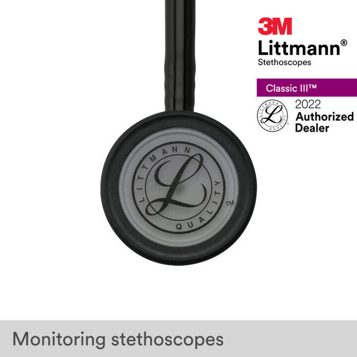 3m-littmann-classic-iii-stethoscope-27-inch-5811-black-tube-smoke-finish-chestpiece-stainless-stem-amp-eartubes